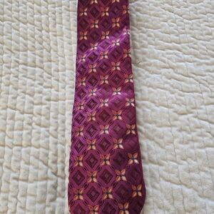 Ermenegildo Zegna Fushcia and Orange Geometric Floral Tie